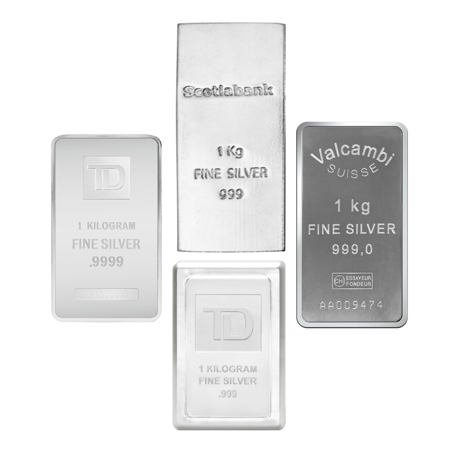 1 kg Silver Bars (Circulated) Assorted Brands AU Bullion