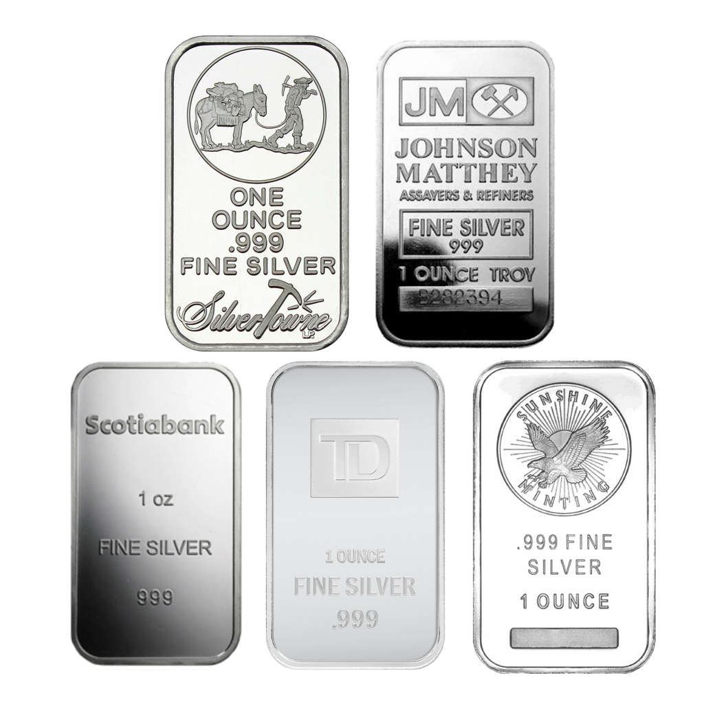 1 oz Silver Bars (Sealed) - Assorted Brands - AU Bullion Canada