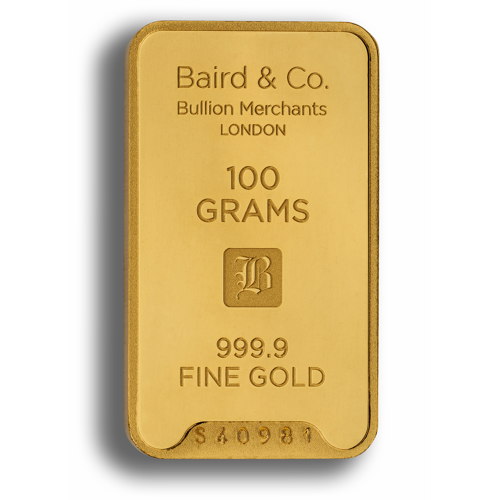 100 Gram Gold Minted Bar Baird Co AU Bullion Canada