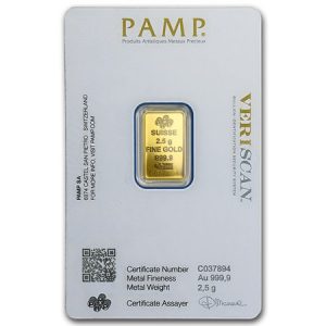 2.5 Gram Fortuna Gold Bar (Inc. Assay Card)(Circulated) - PAMP Suisse