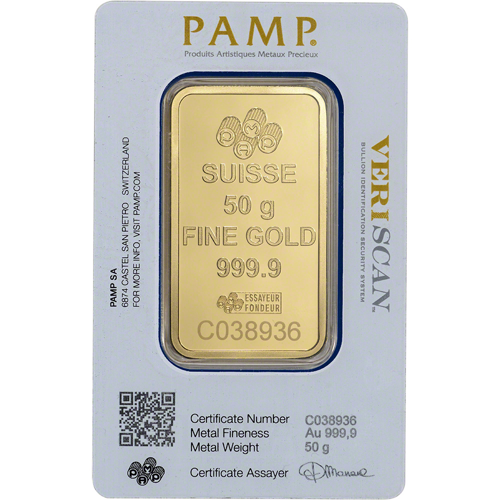 50 Gram Gold Bar – PAMP Suisse - AU Bullion Canada