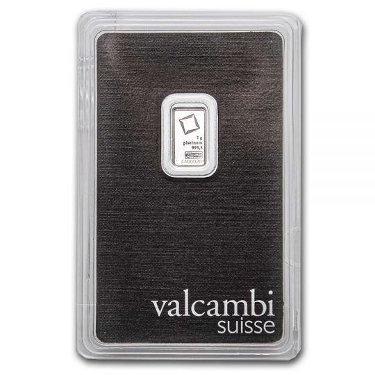 1 Gram Platinum Bar - Valcambi Suisse assay card