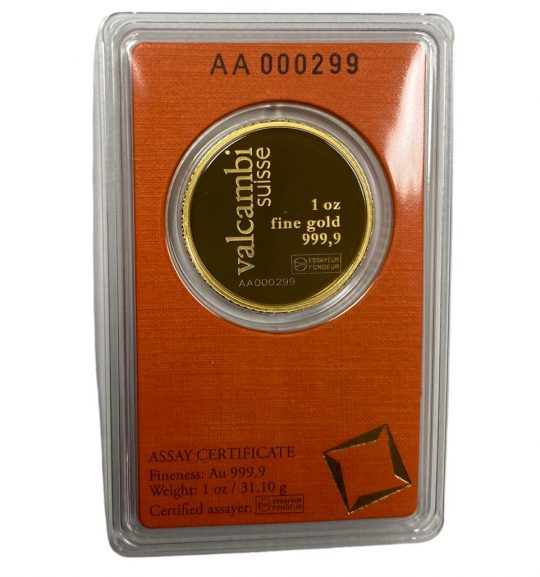1 oz valcambi round assay card front