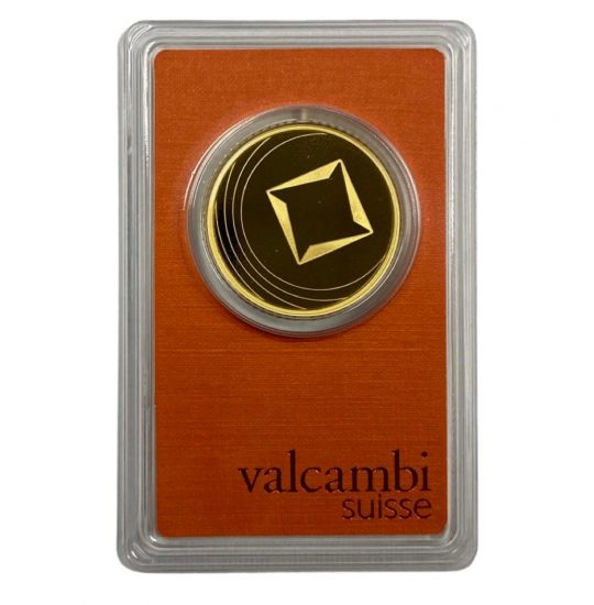 1 oz valcambi gold round assay card
