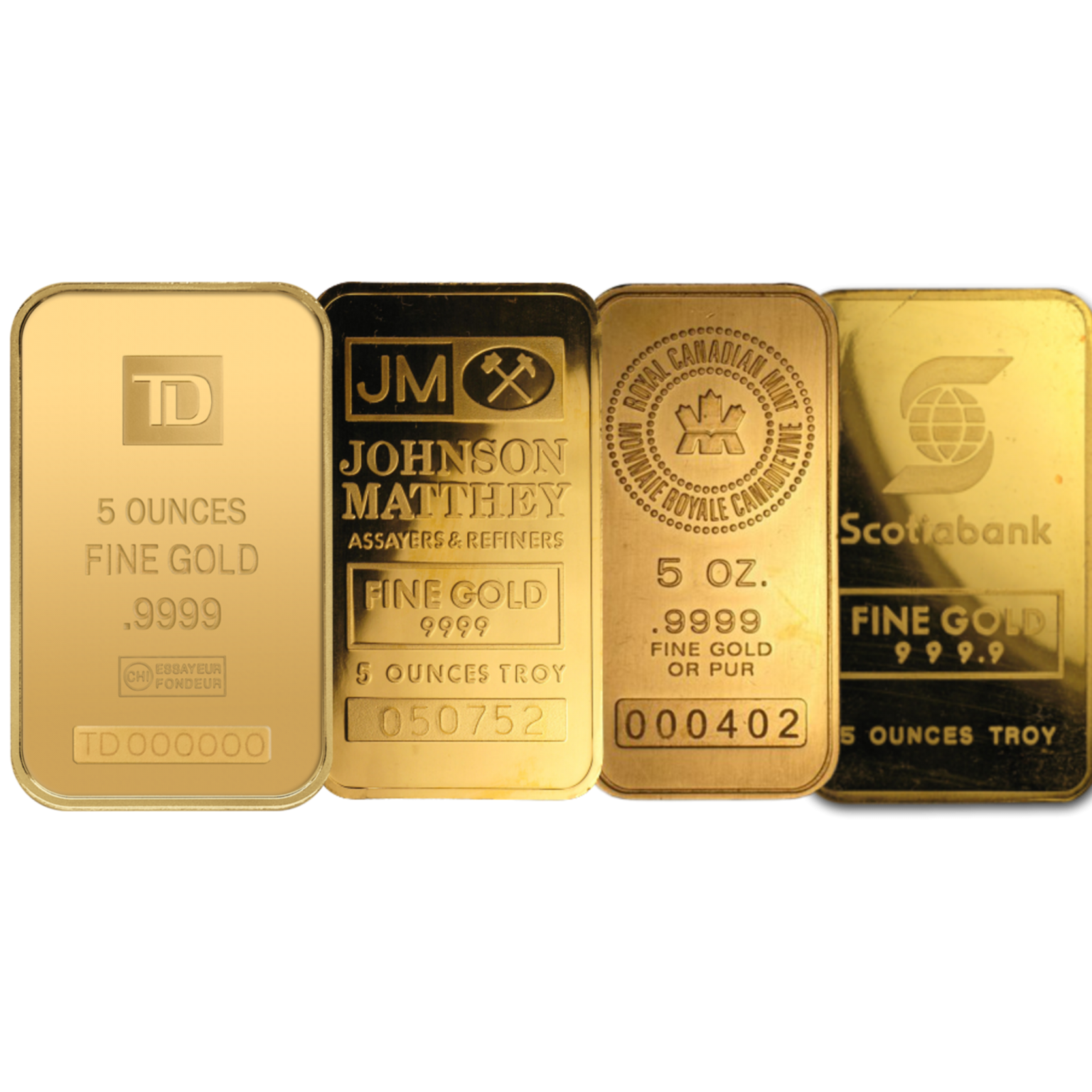 5 oz Gold Bar(Circulated) Assorted Brands AU Bullion Canada