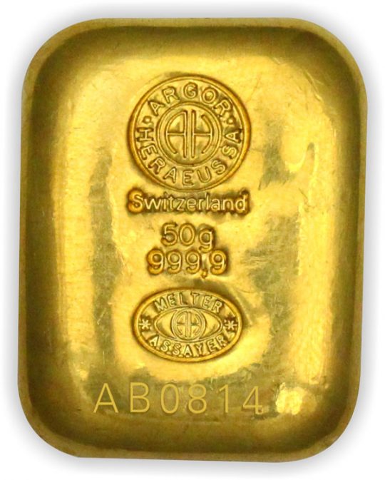 50 gram gold argor heraeus