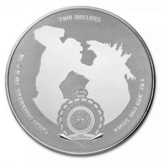 2021 1 oz silver godzilla coins back