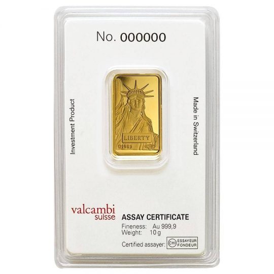 10 Gram Liberty Gold Bar(Inc. Assay Card) – Credit Suisse