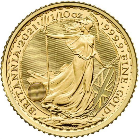 2021 1/10 oz Gold Britannia Coin - Royal Mint UK
