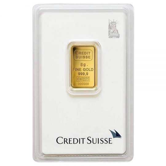 5 Gram Liberty Gold Bar(Inc. Assay Card) - Credit Suisse