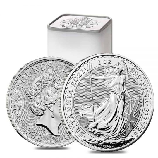 2021 1 oz Silver Britannia Coin Tubes - Royal Mint Uk
