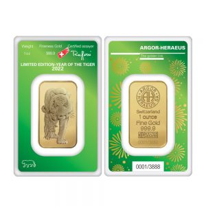 2022 1 Oz Year of the Tiger Gold Bar (In Assay Card) - Argor-Heraeus