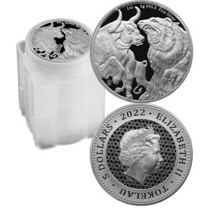 1 oz silver bull and bear coin tube