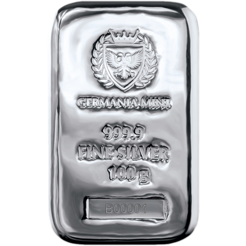 100 Gram Cast Silver Bar - Germania Mint