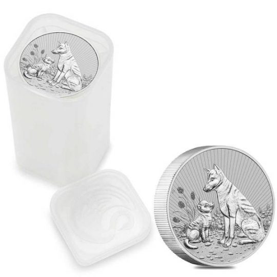 2022 2 oz Mother & Baby Dingo Silver Coin Tube (10 pcs) - Perth Mint