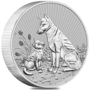 2022 2 oz Australian Mother & Baby Dingo Silver Coin - Perth Mint