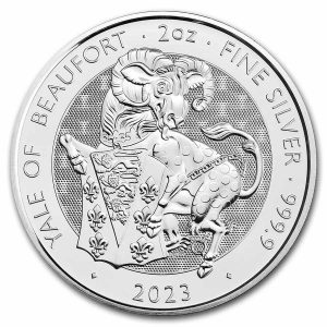 2023 2 Oz Silver The Yale Of Beaufort The Royal Tudor Beasts Coin - Royal Mint UK