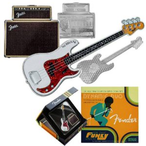 2023 2 X 1 Fender Precision Bass Guitar & Bassman Pure Silver Coin Set ...