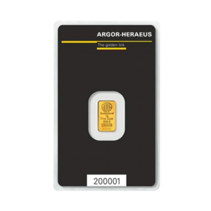 1 Gram Gold Bar(Inc. Assay Card) - Argor-Heraeus