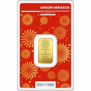 2024 5 Gram Lunar Series Year of the Dragon Gold Bar - Argor-Heraeus