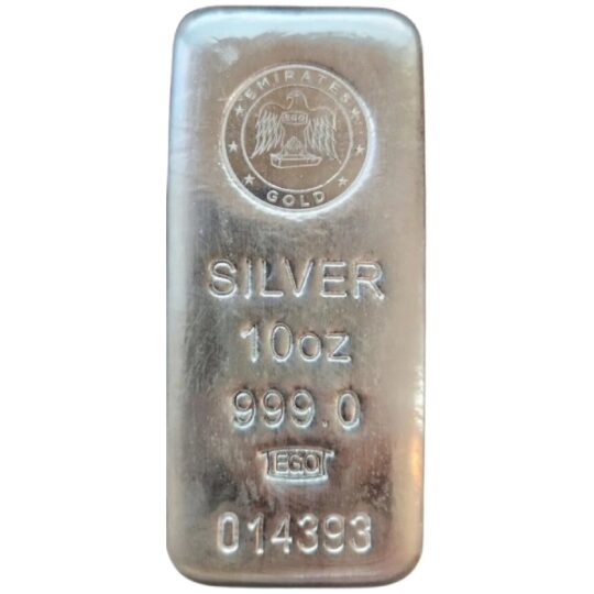 10 Oz Silver Cast Bar (Circulated) (Unsealed) - Emirates Gold