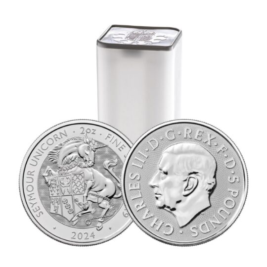2024 2 oz Silver Tudor Beasts Unicorn Coin Tube (10 Pcs) - The Royal Mint