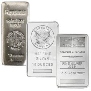 10 oz Silver Bar Unsealed (Circulated) - Various Brands