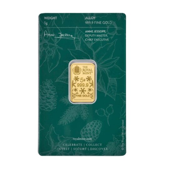 5 Gram Gold Holiday Bar (Inc. Assay Card) - Royal Mint UK