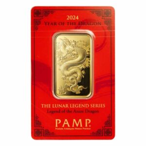 2024 1 oz Lunar Series Year of the Legends Azure Dragon Gold Bar (In Assay) (With Cover) – PAMP Suisse