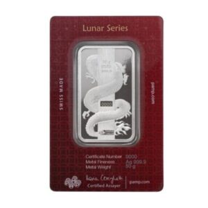 2024 50 gram Silver Dragon Hologram Bar (Inc Assay Card) – Pamp Suisse