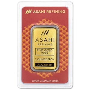 1 oz asahi refining lunar year of the snake gold bar in packaging