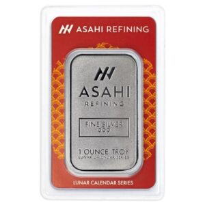 1 oz asahi refining lunar year of the snake silver bar in packaging