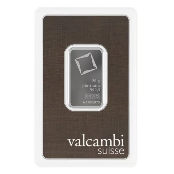 20 gram Platinum Bar (Inc. Assay Card) – Valcambi Suisse-1