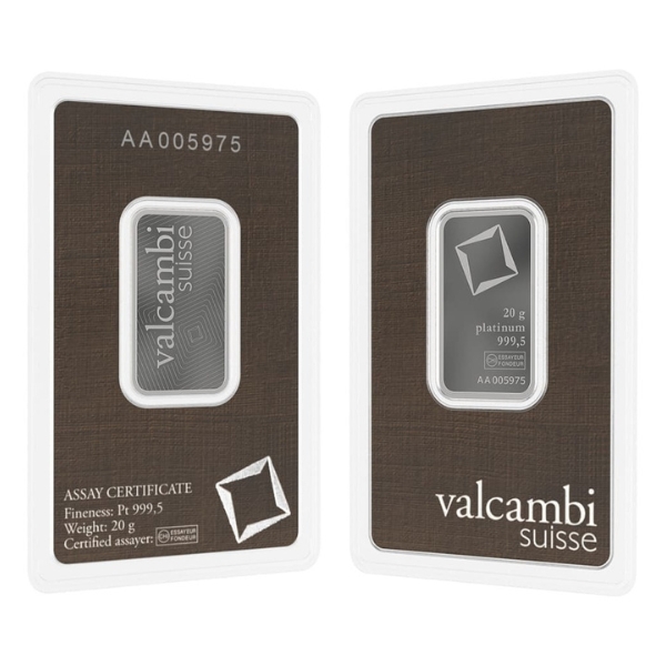 20 gram Platinum Bar (Inc. Assay Card) – Valcambi Suisse-2